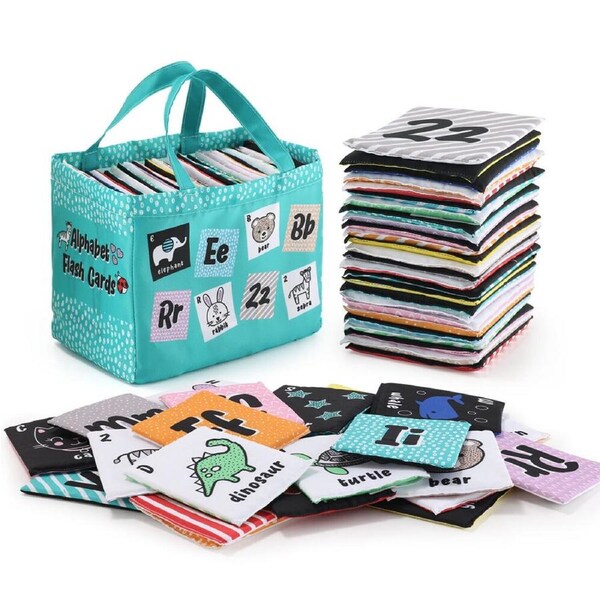 The Peanutshell Baby and Toddler Alphabet Cloth Flash Cards Montessori 0y+