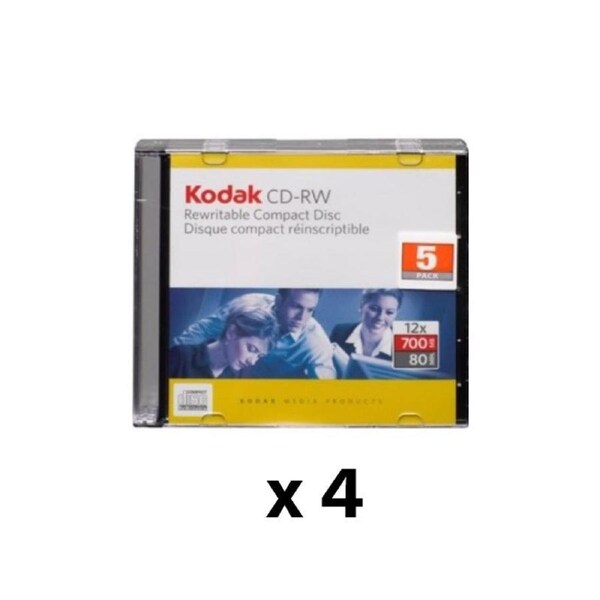 4 Sets of Kodak Media CD-RW Individual Cases 700MB 52x (5 Pack)