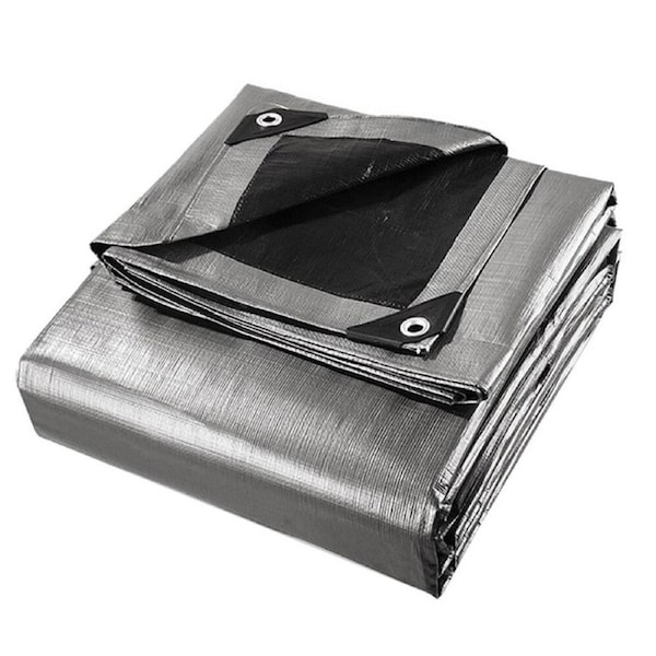 Heavy Duty Poly Tarp 9x12m Waterproof UV Cover Camping Car Boat Silver