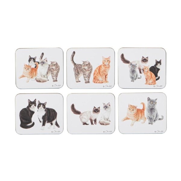 6pc Ashdene Purrrfect Moments Animal Coaster Drink Mat/Pad Square 11x9cm