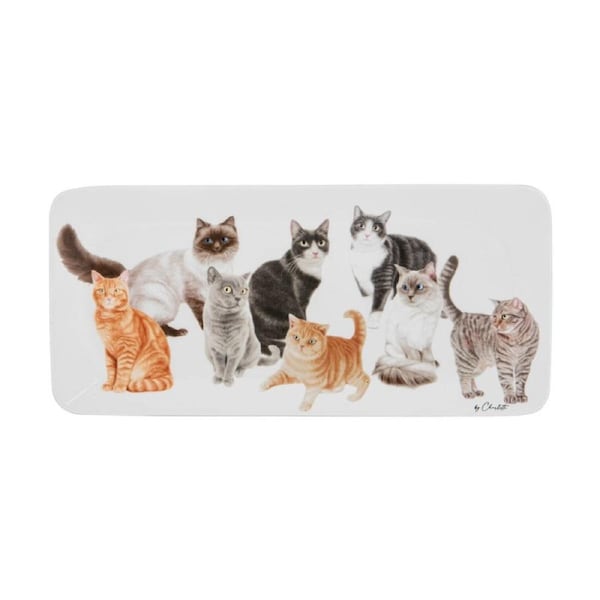 Ashdene Purrrfect Moments Rectangle Snack Serving Platter 33x16cm White