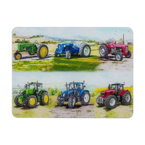 Ashdene Tractors Then/Now Surface Protector Placemat Rectangle 30x40cm White