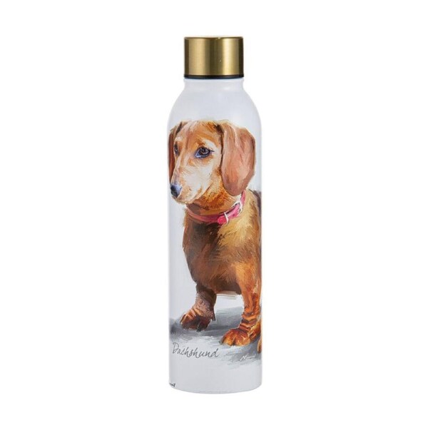 Ashdene Puppy Love Dachshund Drink Bottle 24.5cm Travel Water Container White