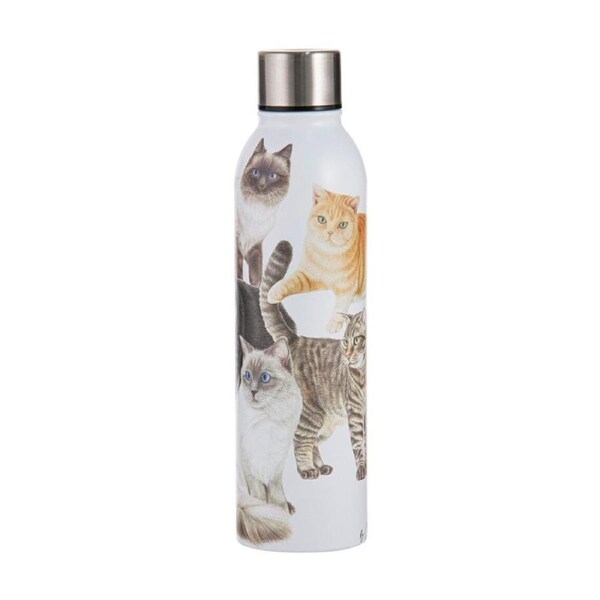 Ashdene Purrrfect Moments Drink Bottle 24.5cm Travel Water Container White