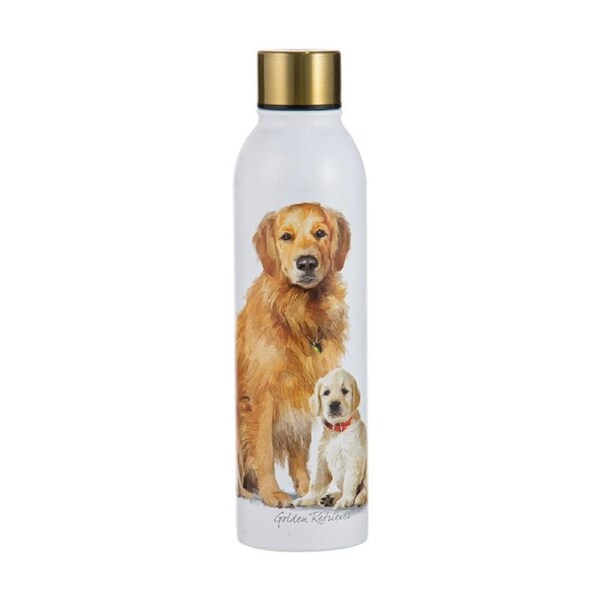 Ashdene Puppy Love Golden Retriever Drink Bottle 24.5cm Water Container White