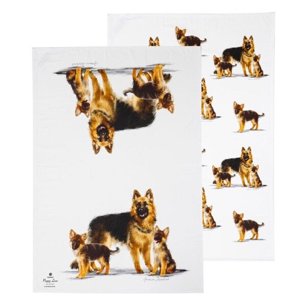 2pc Ashdene Puppy Love German Shepherd Kitchen Tea Towel Cloth 50x70cm White