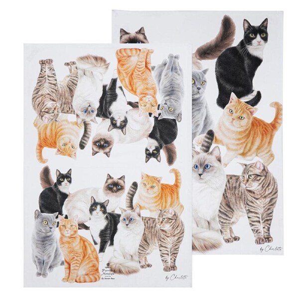 2pc Ashdene Purrrfect Moments Kitchen Tea Towel Dish Cloth 50x70cm White