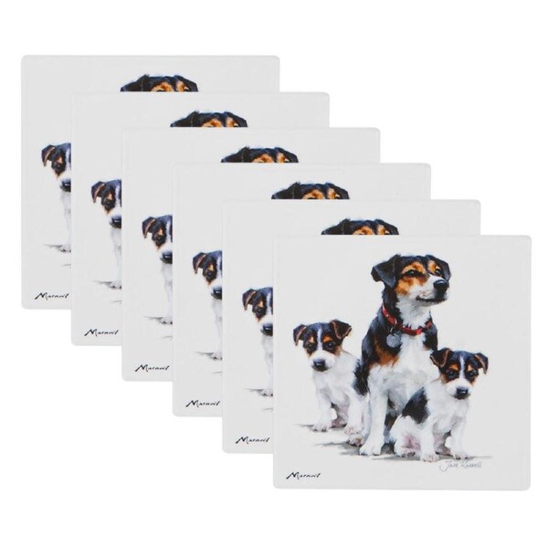 6PK Ashdene Puppy Love Jack Russell Ceramic Coaster Square 10x10cm Drink Pad