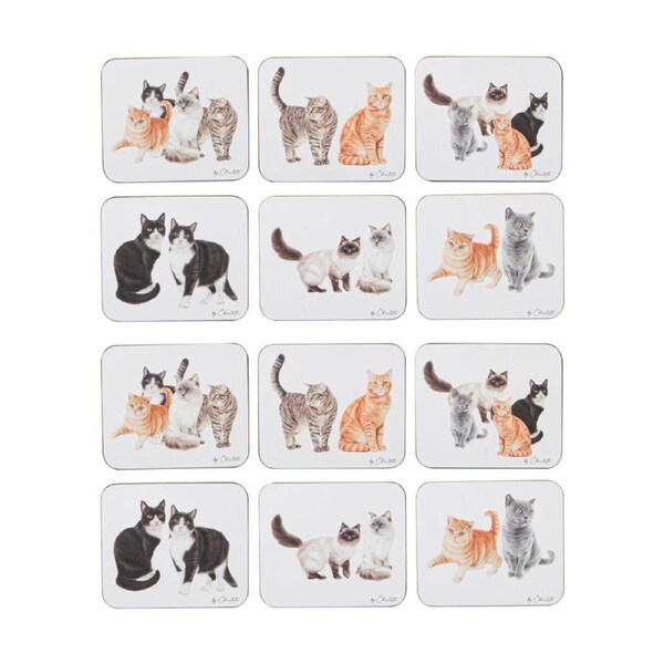 2x 6pc Ashdene Purrrfect Moments Animal Coaster Drink Mat/Pad Square 11x9cm