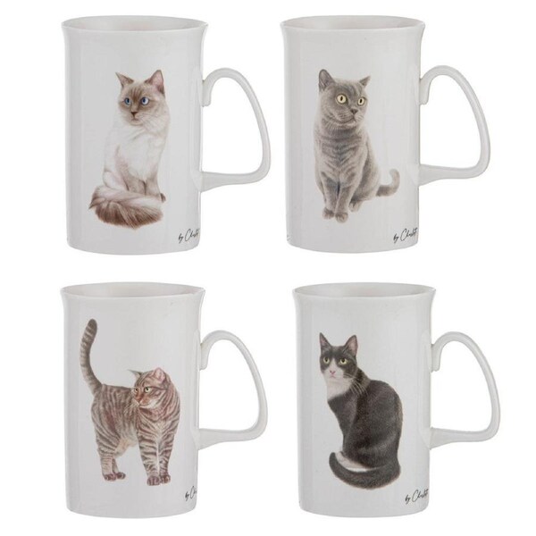 4PK Ashdene Purrrfect Moments 350ml Coffee/Tea Mug Cup New Bone China Assorted