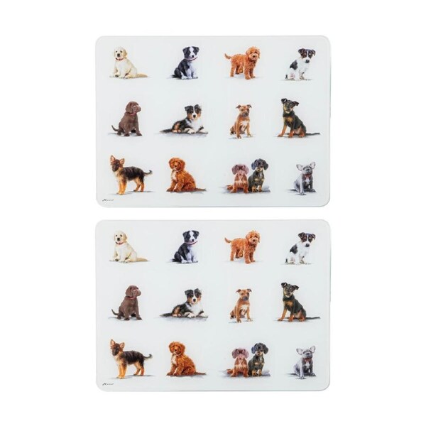 2PK Ashdene Puppy Love Table Placemat Surface Protector 30x40cm Rectangle White