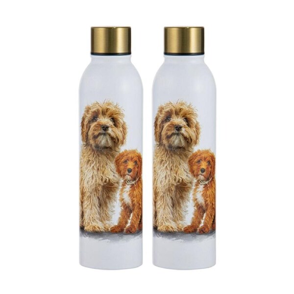 2PK Ashdene Puppy Love Cavoodle Drink Bottle 24.5cm Travel Water Container White