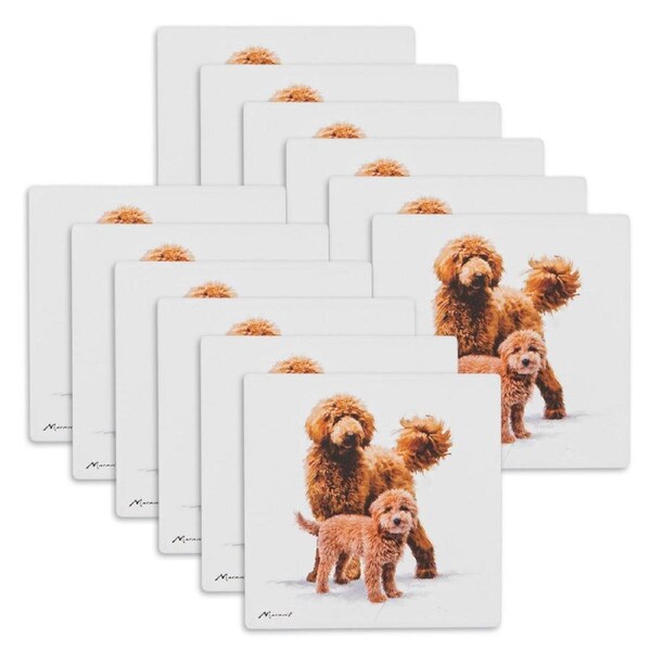 12PK Ashdene Puppy Love Groodle Ceramic Coaster Square 10x10cm Drink Pad/Mat
