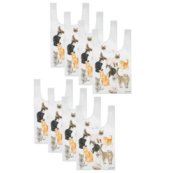 8PK Ashdene Purrrfect Moments Reusable Grocery Shopping Bag Storage Tote 36x64cm