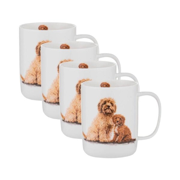 4PK Ashdene Puppy Love Cavoodle Drinking Beverage Coffee/Tea Mug/Cup 11.5x8cm