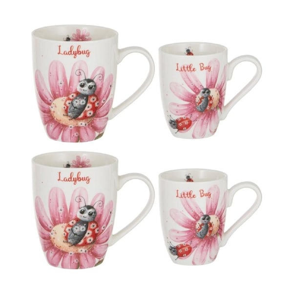 2x 2pc Ashdene MiniMe Lady Beverage Bug/Little Bug Coffee Mug Gift Drinkware Set