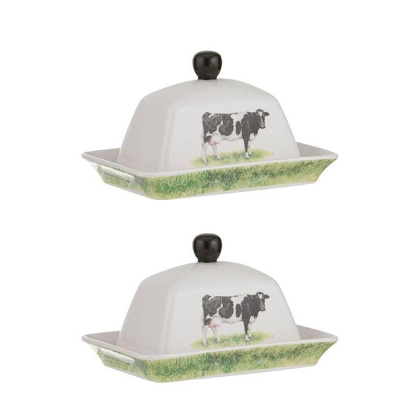 2PK Ashdene Meet The Girls Rectangle Butter Dish & Tray Serveware Set 19x13cm