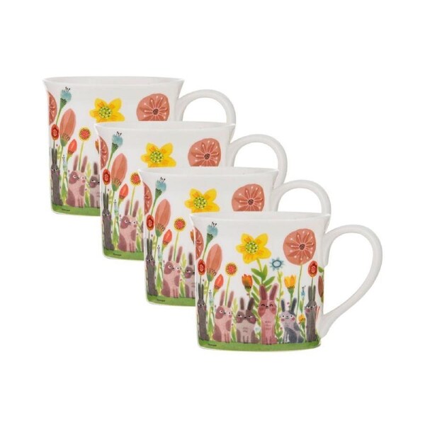 4PK Ashdene Playful Bunnies Beverage Drinking Coffee/Tea Mug Drinkware Assorted
