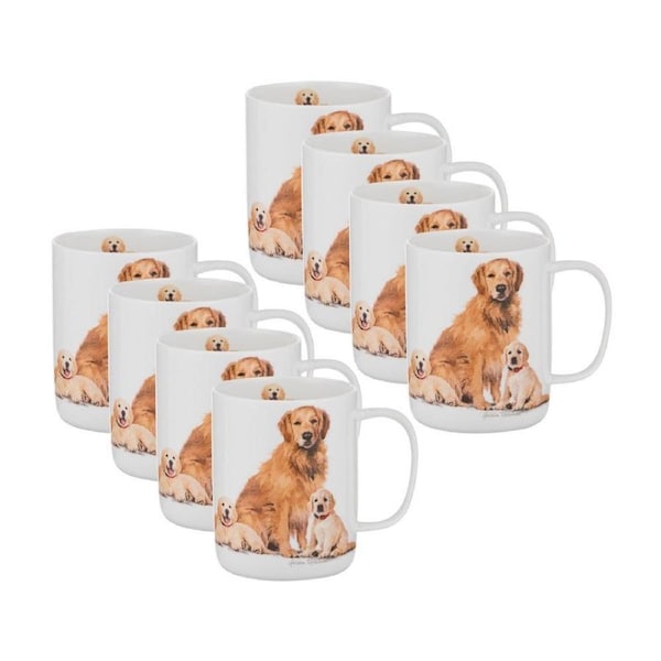 8PK Ashdene Puppy Love Golden Retriever Drinking Beverage Coffee Mug 11.5x8cm