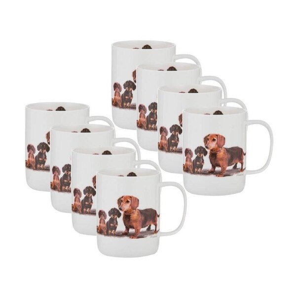 8PK Ashdene Puppy Love Dachshund Drinking Beverage Coffee/Tea Mug/Cup 11.5x8cm