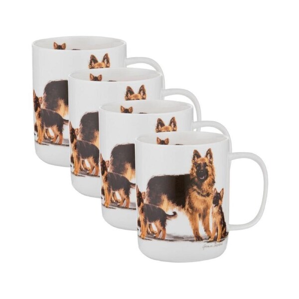 4PK Ashdene Puppy Love German Shepherd Drinking Beverage Coffee/Tea Mug 11.5x8cm