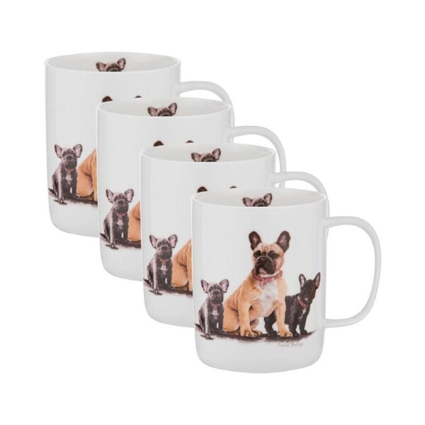 4PK Ashdene Puppy Love French Bulldog Drinking Beverage Coffee/Tea Mug 11.5x8cm
