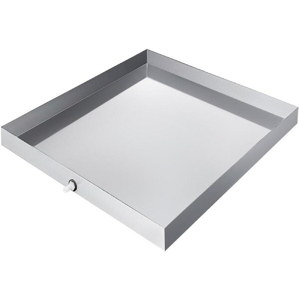 32 x 30 x 2.5 Inch Washing Machine Pan 18 GA Thickness 304 Stainless Steel Heavy Duty Compact Washer Drip Tray with Drain Hole & Hose Adapter