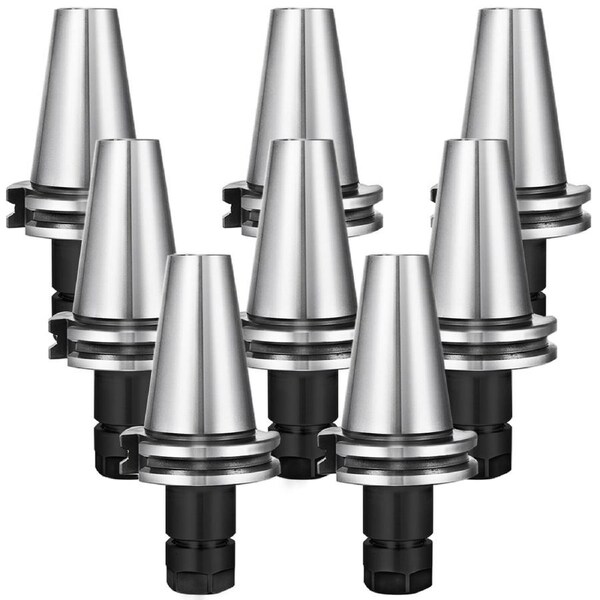8Pcs CAT40 Tool Holder ER16 Collet Chuck Set length 70mm Chuck Tool Holder Set Mill Holder for CNC Engraving Machine Milling Lathe(CAT40 ER16 70mm)