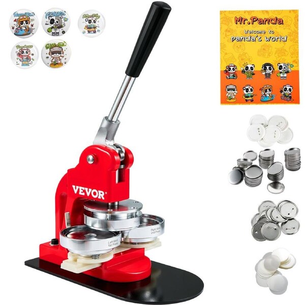 Button Maker Machine, 75 mm (3 inch) Badge Punch Press Kit, Children DIY Gifts Pin Maker, Button Making Supplies with 500pcs Button Parts & Circle Cutter & Magic