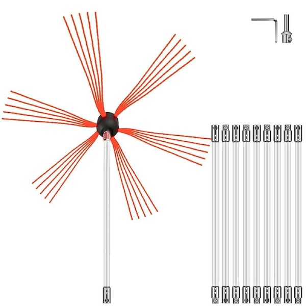 Chimney Sweep Kit 33FT Chimney Cleaning Kit Nylon Sooteater Chimney Cleaning Kit Flexible Brush Head Chimney Sweeping Kit Easy Connecting Chimney Brush With 10 White