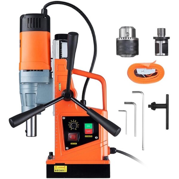 Magnetic Drill, 1550W 1.57" Boring Diameter, 2922lbf/13000N Portable Electric Mag Drill Press with Variable Speed, 500 RPM Drilling Machine for any Surface Home Improvement Industry