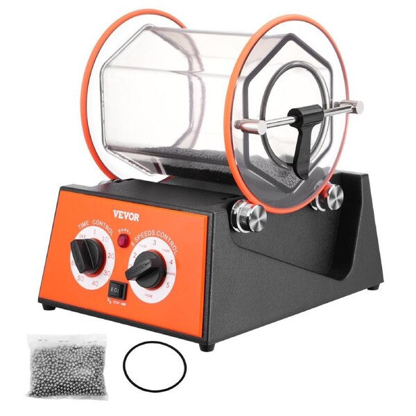 Jewelry Polisher Tumbler, 11lbs/5kg Capacity Mini Rotary Tumbler Machine with 0-60 Minutes Timer, 5 Speeds Jewelry Rotary Finisher for Surface Polishing Grinding Buffing Gemstones Jewels