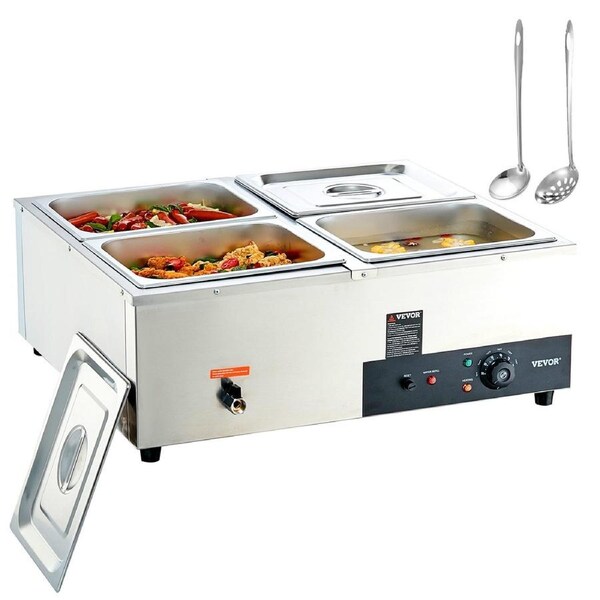 Commercial Electric Food Warmer Countertop Buffet 4*12 Qt Pan Bain Marie