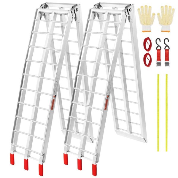 Aluminum Ramp 1500 LBS Foldable Loading Ramps for Pickup Trucks Bed 2 PCS