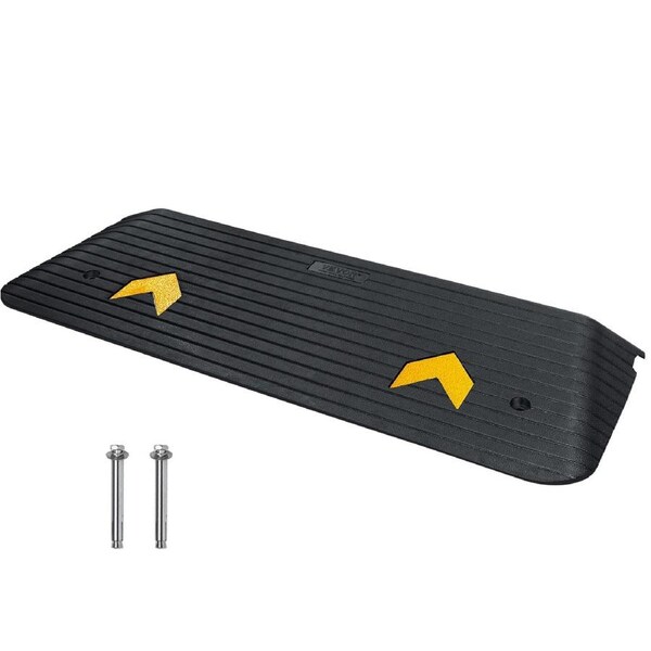 Upgraded Rubber Threshold Ramp, 3.8 cm Rise Wheelchair Ramp Doorway, Natural Curb Ramp Rated 15 tons Load Capacity, Non-Slip Textured Surface Rubber Curb Ramp for Wheelchair and
