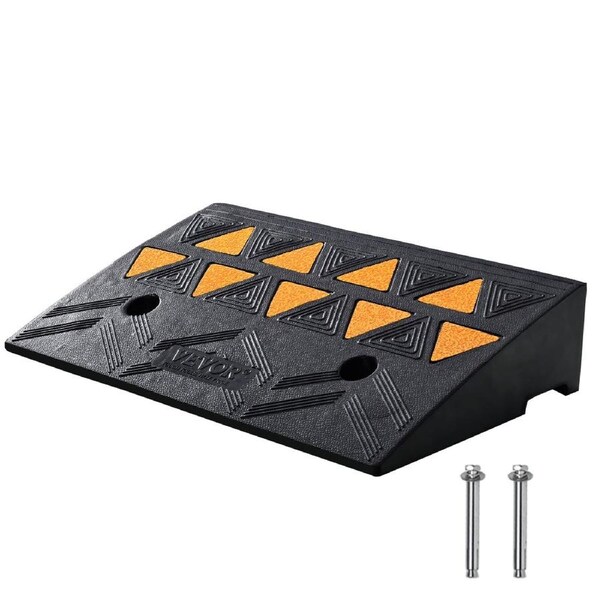 Rubber Curb Ramp 10.8 cm Rise Height Sidewalk Curb Ramp, 30 cm Width 50 cm Length Driveway Ramp for Curb, 15T Heavy Duty Rubber Ramp for Forklifts, Trucks, Buses, Cars, Wheelchairs,