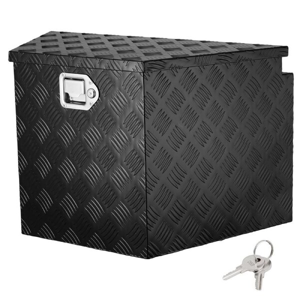 Trailer Tongue Box, Aluminum Alloy Diamond Plate Tongue Box Tool Chest, Heavy Duty Trailer Box Storage with Lock and Keys, for Pickup Truck, RV, Trailer, 737 x 410 x 460