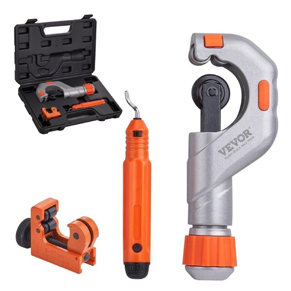 3PCS Tubing Cutter Set, 3/16"-2" O.D. Copper Pipe Cutter, 1/8"-7/8" O.D. Mini Tube Cutter and Deburring Tool, Heavy Duty Pipe Cutter Set for Copper, Aluminum, Stainless Steel, Plastic