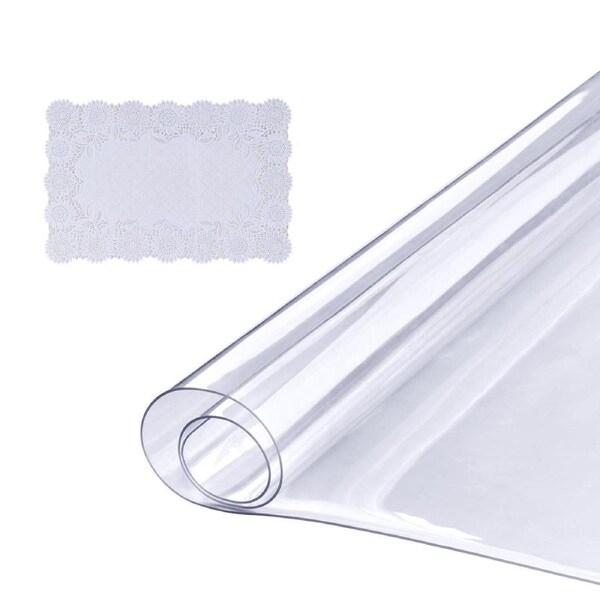 Clear Table Cover Protector, 36" x 72" Table Cover, 1.5 mm Thick PVC Plastic Tablecloth, Waterproof Desktop Protector for Writing Desk, Coffee Table, Dining Room