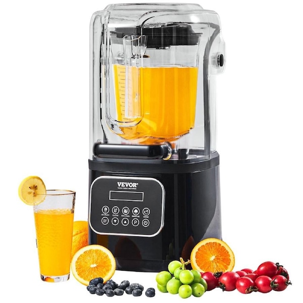 Professional Blender with Shield, Commercial Countertop Blenders, 2L Jar Blender Combo, Stainless Steel 9 Speed & 5 Functions Blender, for Shakes, Smoothies, Peree, and Crush Ice,