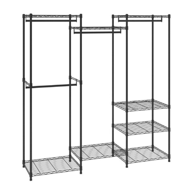 Heavy Duty Clothes Rack, Rolling Clothing Garment Rack with 4 Hang Rods & 8 Storage Tiers, Adjustable Custom Closet Rack, Freestanding Wardrobe for Hanging Clothes, 362 kg Load