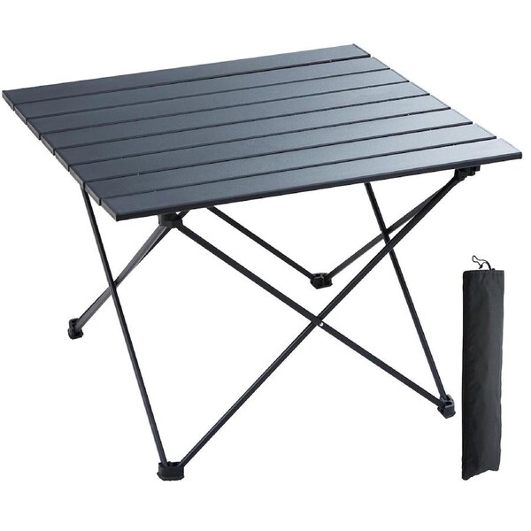 Folding Camping Table, Outdoor Portable Side Tables, Lightweight Fold Up Table, Aluminum Alloy Ultra Compact Work Table with Carry Bag, For Cooking, Beach, Picnic, Travel, 22.2x15.9 inch,