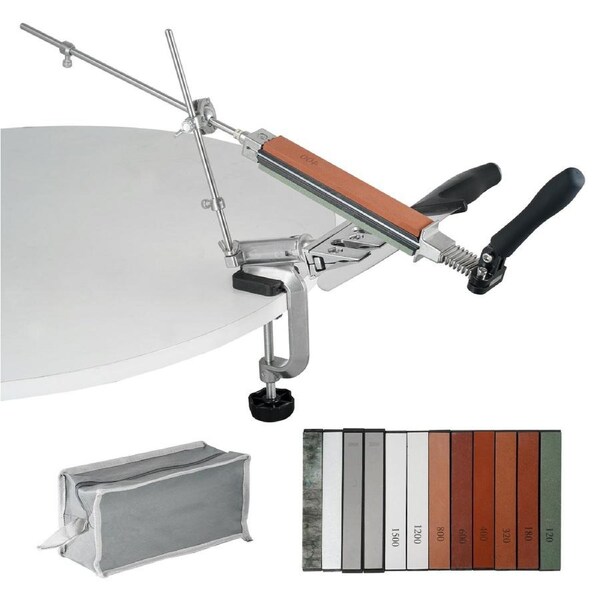 Knife Sharpener Kit, 360° Rotation Flip Fixed Angle Knife Sharpening System with 12 Whetstones 120-10000 Grit, Professional Kitchen Chef Knife Sharpening Kit for All Knives and