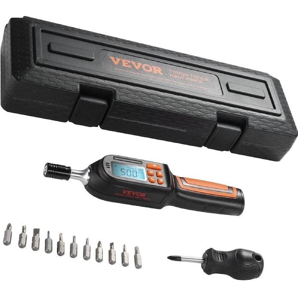 Digital Torque Screwdriver, 1/4" Drive Screwdriver Torque Wrench, Electrician Torque Screwdriver with LCD, 2.65-70.67 in-lbs Torque Range, 0.01 N.m Increment Torque Screwdriver with Bits &