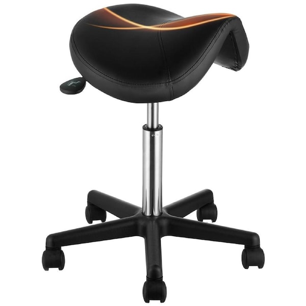 Saddle Stool Rolling Chair, Ergonomic Saddle Chair with Wheels, Height Adjustable Thickened PU Leather Swivel Stools Chair, for Kitchen, Salon, Spa, Tattoo, Clinic,