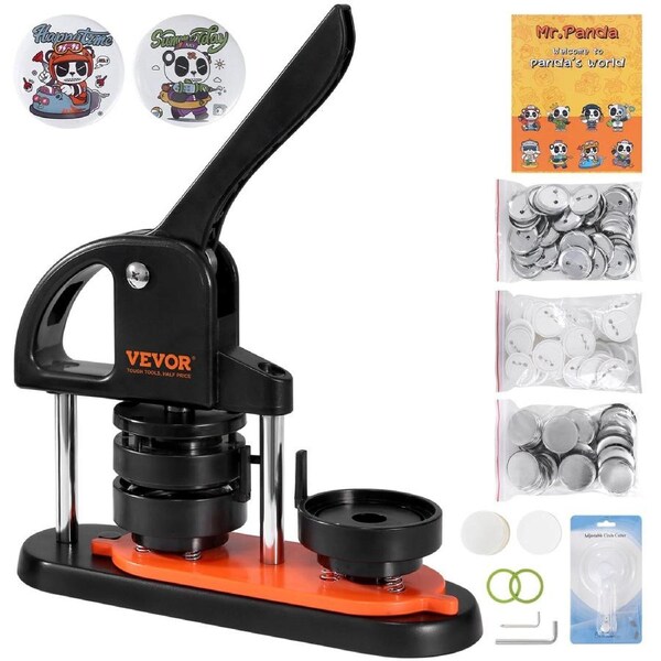Button Maker Machine, 2.28 inch/58mm Pin Maker, Installation-Free Badge Punch Press Kit, Children DIY Gifts Button Making Supplies with 100pcs Button Parts, Circle Cutter, Magic