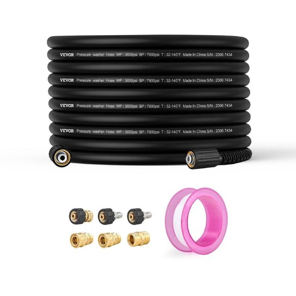 Pressure Washer Hose, 100FT, 1/4" Kink Free M22-14mm Brass Thread Replacement For Most Brand Pressure Washers, 3/4'' Bending Radius, 4200 PSI Heavy Duty Power Washer Extension Replacement