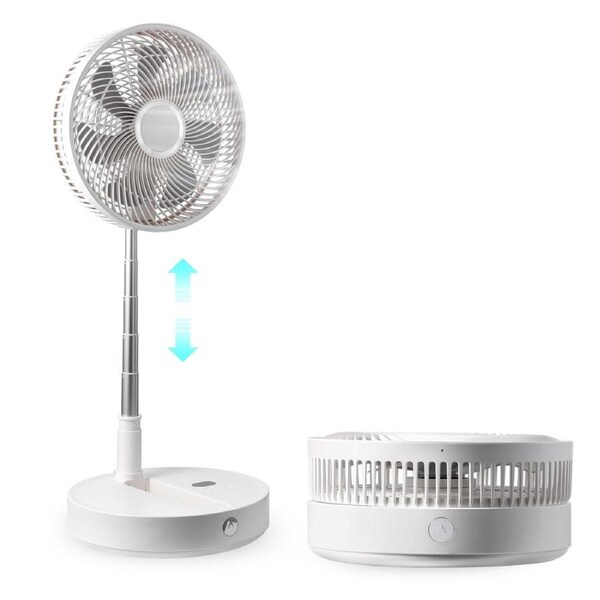 12 Inch Foldable Oscillating Standing Fan with Remote Control, 4 Speed Adjustable Portable Desk Quiet Fan, 7200mah Rechargeable USB Small Fan, Folded Rotating Floor Fan for Bedroom Office