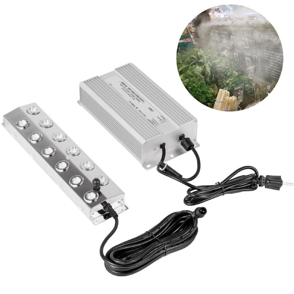 Mist Maker 12 Head Ultrasonic Mist Fogger with Waterproof Power Supply Ultrasonic Fogger Humidifier Stainless Steel Pond Mister Fogger 7kg/h Ultrasonic Mist Humidifier for Gardening and