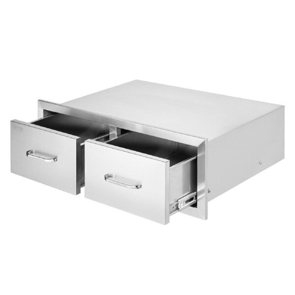 Outdoor Kitchen Drawers 30" W x 10" H x 20" D, Horizontal Double BBQ Access Drawers Stainless Steel with Handle, BBQ Island Drawers for Outdoor Kitchens or Patio Grill